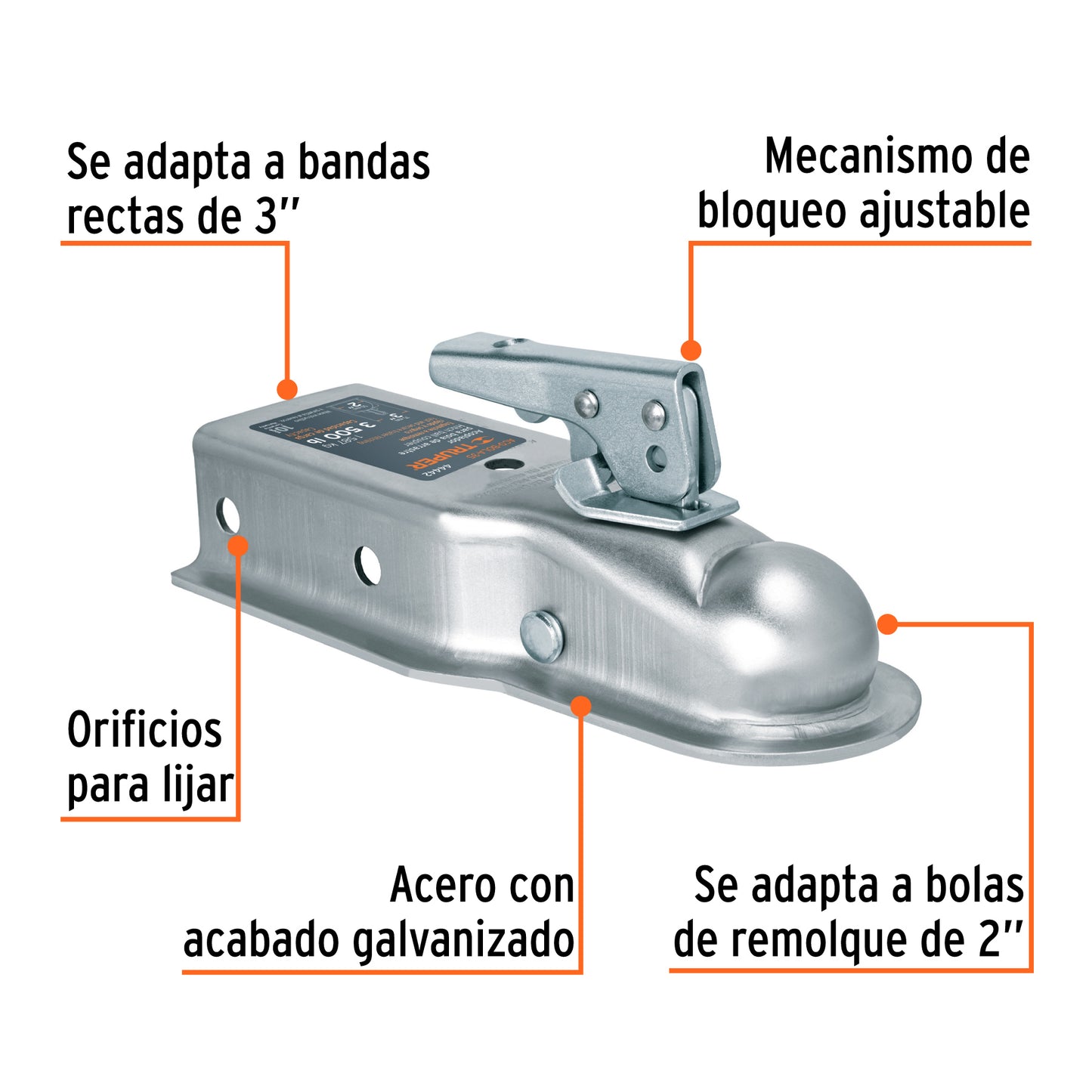 Acoplador para remolque para bola de 2"