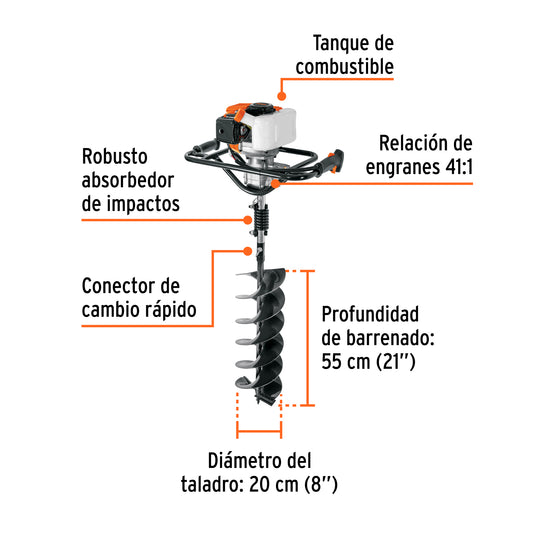 Ahoyadora/motoperforadora a gasolina 52 cc · vista 2