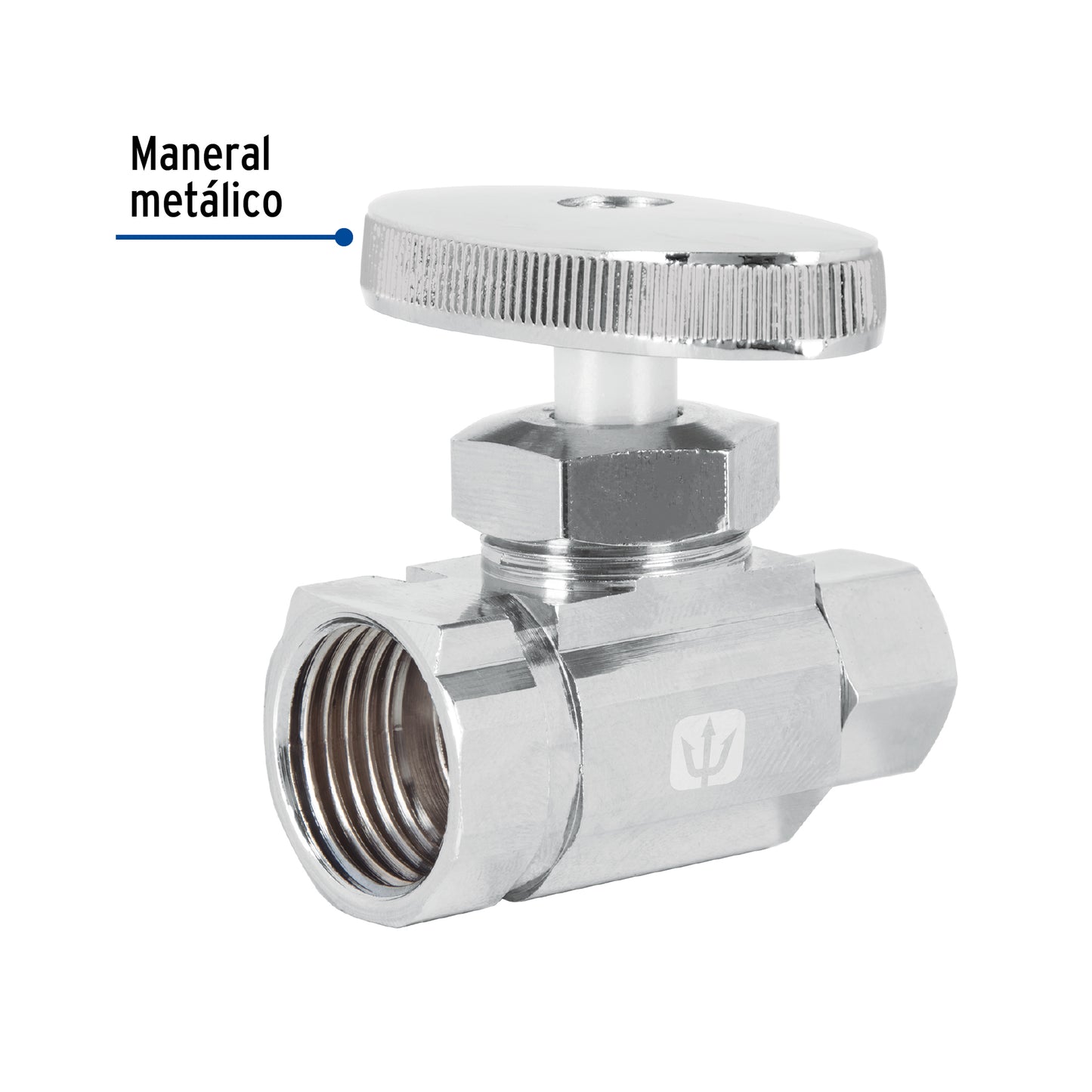 Llave angular recta de latón multivuelta 1/2 x 3/8 pulgada con maneral metálico