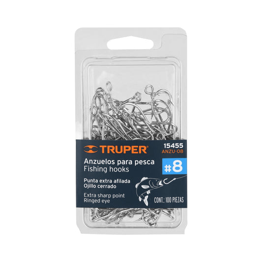Blíster con 100 anzuelos de pesca número 8