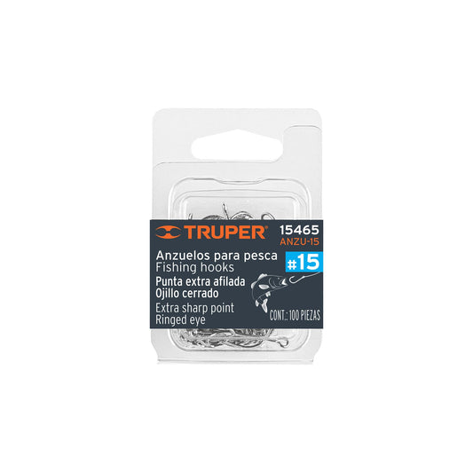 Blíster con 100 anzuelos de pesca número 15