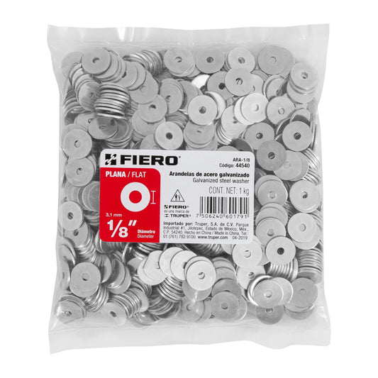 Arandelas Planas Galvanizadas 1/8 pulg Bolsa 1kg