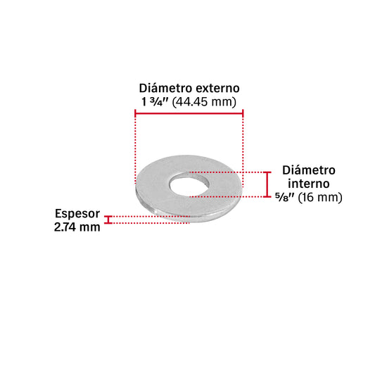 Bolsa de 1 kilo arandelas planas galvanizadas 5/8" · vista 2
