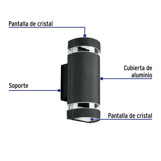 Arbotante exterior con 2 spots, lámparas no incluidas, negro · vista 2