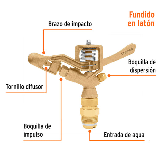 Aspersor agrícola de 3/4" fundido en latón