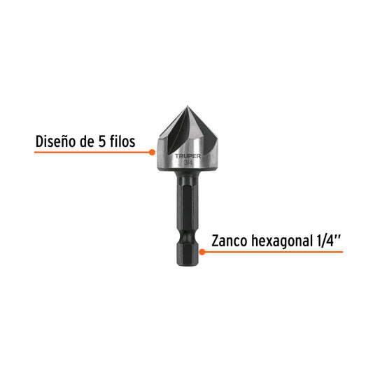 Avellanador HSS cambio rápido 3/4" · vista 2
