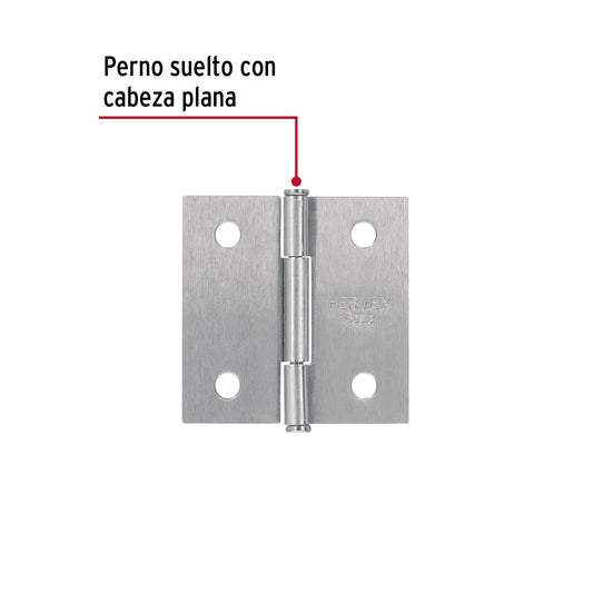 Bisagra cuadrada 2", acero satinado, cabeza plana, BASIC · vista 2