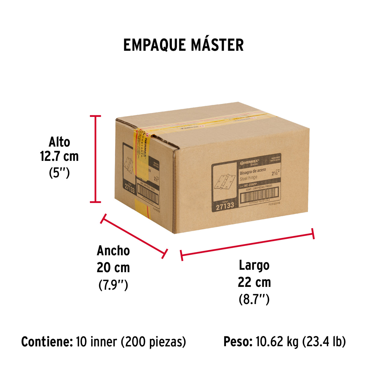 Bisagra cuadrada 2-1/2", acero negro mate cabeza plana BASIC · vista 6