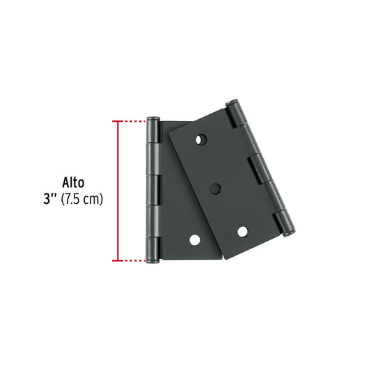 Bolsa 2 bisagras cuadradas 3", negro mate, plana, BASIC · vista 2