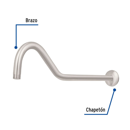 Brazo y chapetón tipo gancho para regadera, 50 cm, satinado · vista 2