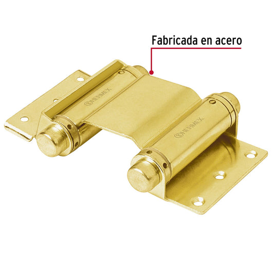 Bisagra de doble acción de 3 pulgadas en acero latonado