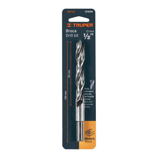Broca con punta centradora para madera 1/2"