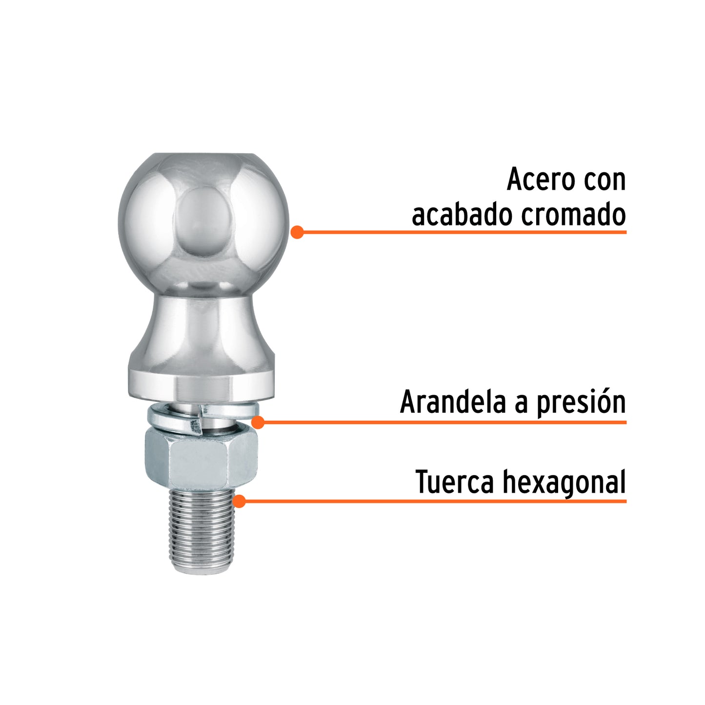 Bola de arrastre de 1-7/8" con capacidad de 2000 lb
