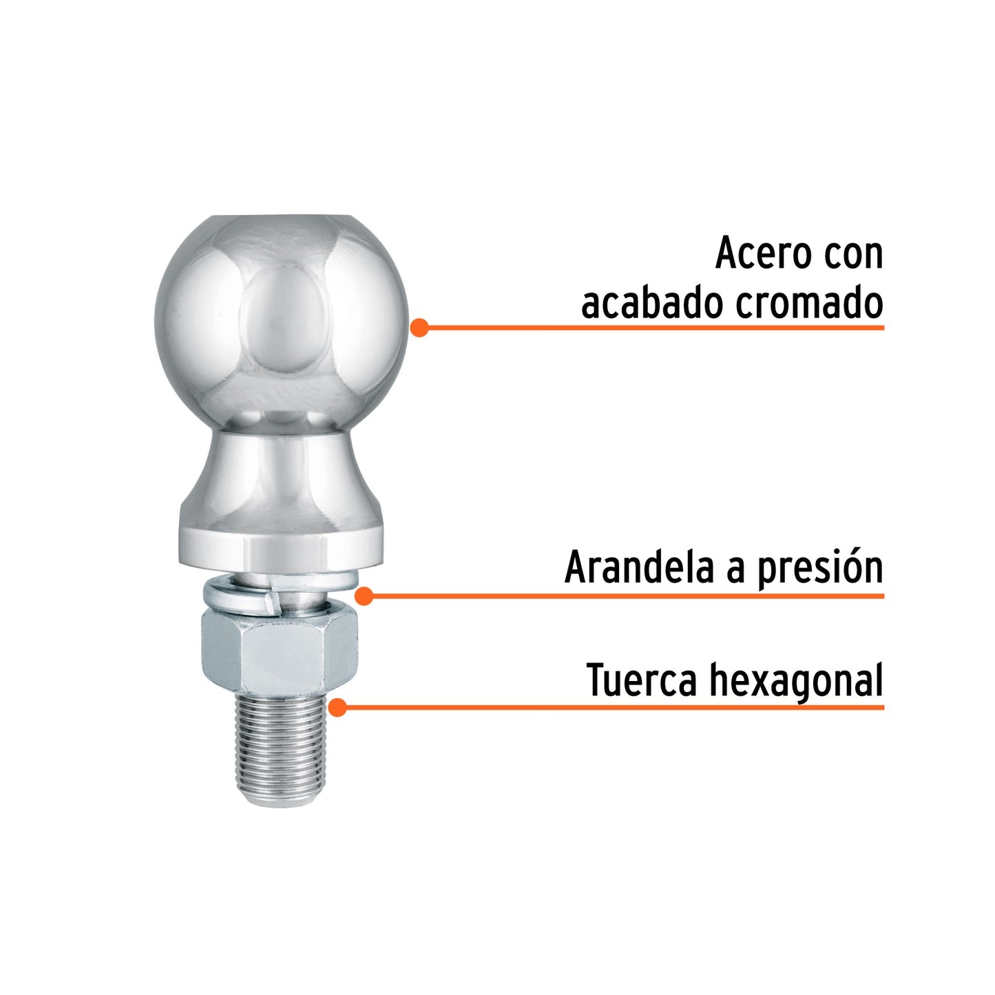 Bola de arrastre de 2" con capacidad de 3500 lb
