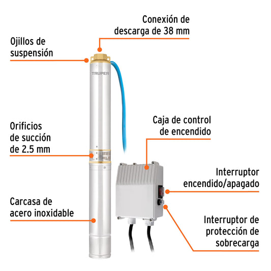 Bomba sumergible tipo bala para uso agrícola de 1-1/2 HP