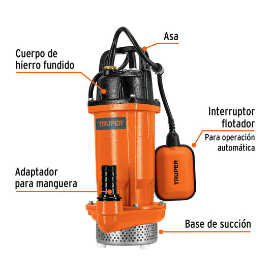 Bomba sumergible hierro fundido, agua limpia, 1/2 HP · vista 2