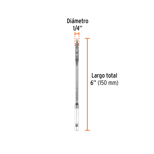 Broca plana de manita 1/4" para madera