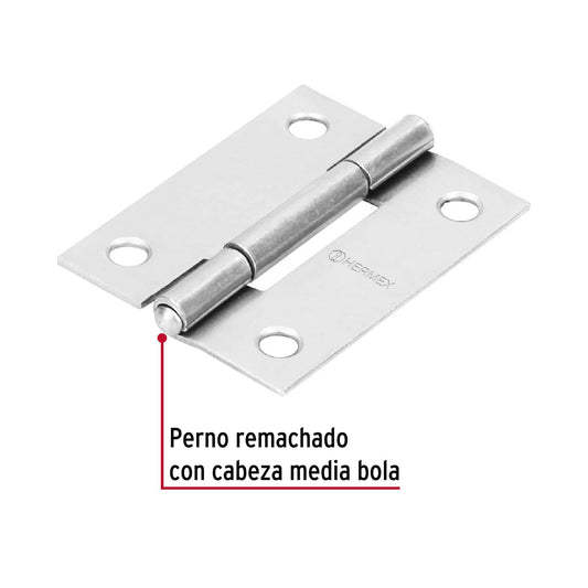 Bisagra rectangular de 2 pulgadas en acero pulido