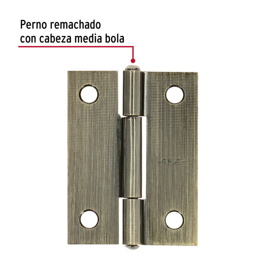 Bisagra rectangular 2 x 1-1/2", latón antiguo · vista 2