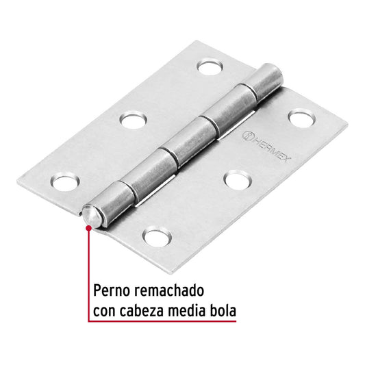 Bisagra rectangular de 3 pulgadas en acero pulido