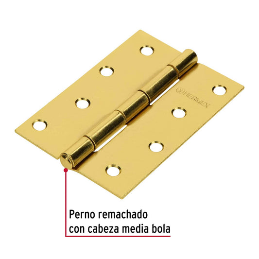 Bisagra rectangular de 4 pulgadas en acero latonado