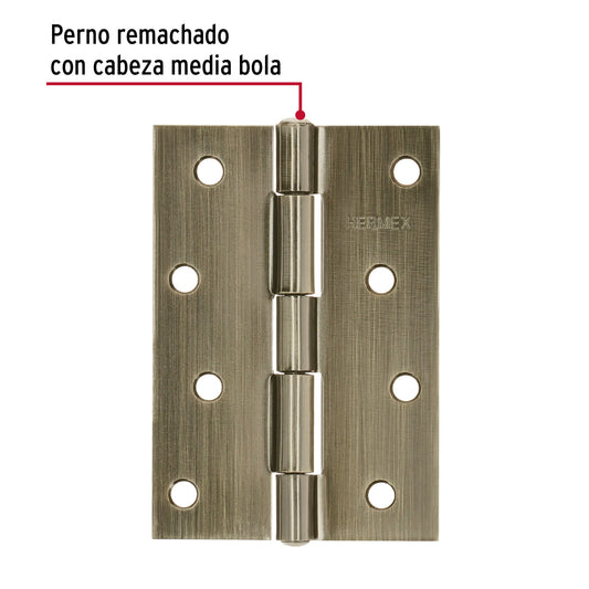 Bisagra rectangular 4 x 2-3/4", latón antiguo · vista 2