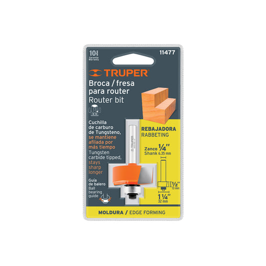 Broca para router rebajado 1-1/4" con balero