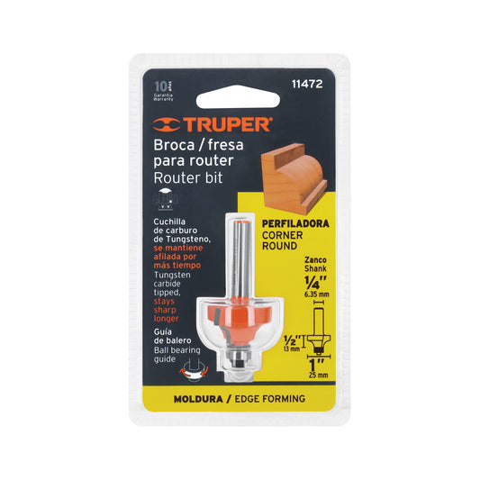Broca para router redondeado con moldura 1"