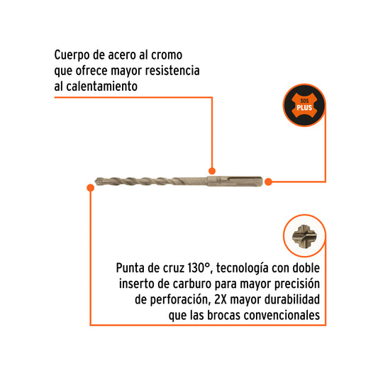 Broca SDS Plus de 5/16 x 6 in con cuerpo de acero al cromo