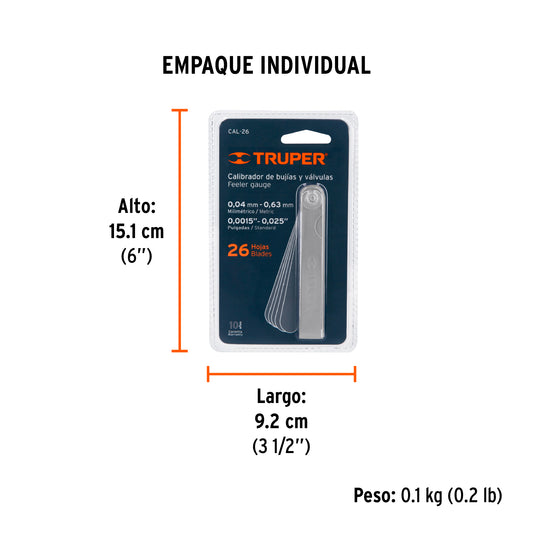Calibrador de 26 hojas std / mm