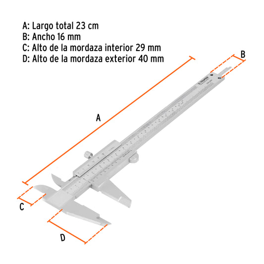 Calibrador vernier analógico 6 acero inox std