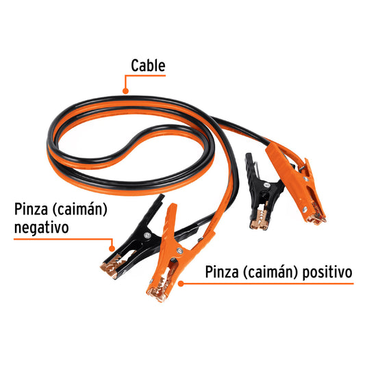 Cables pasa corriente de 3 m con 225 A y calibre 8 AWG