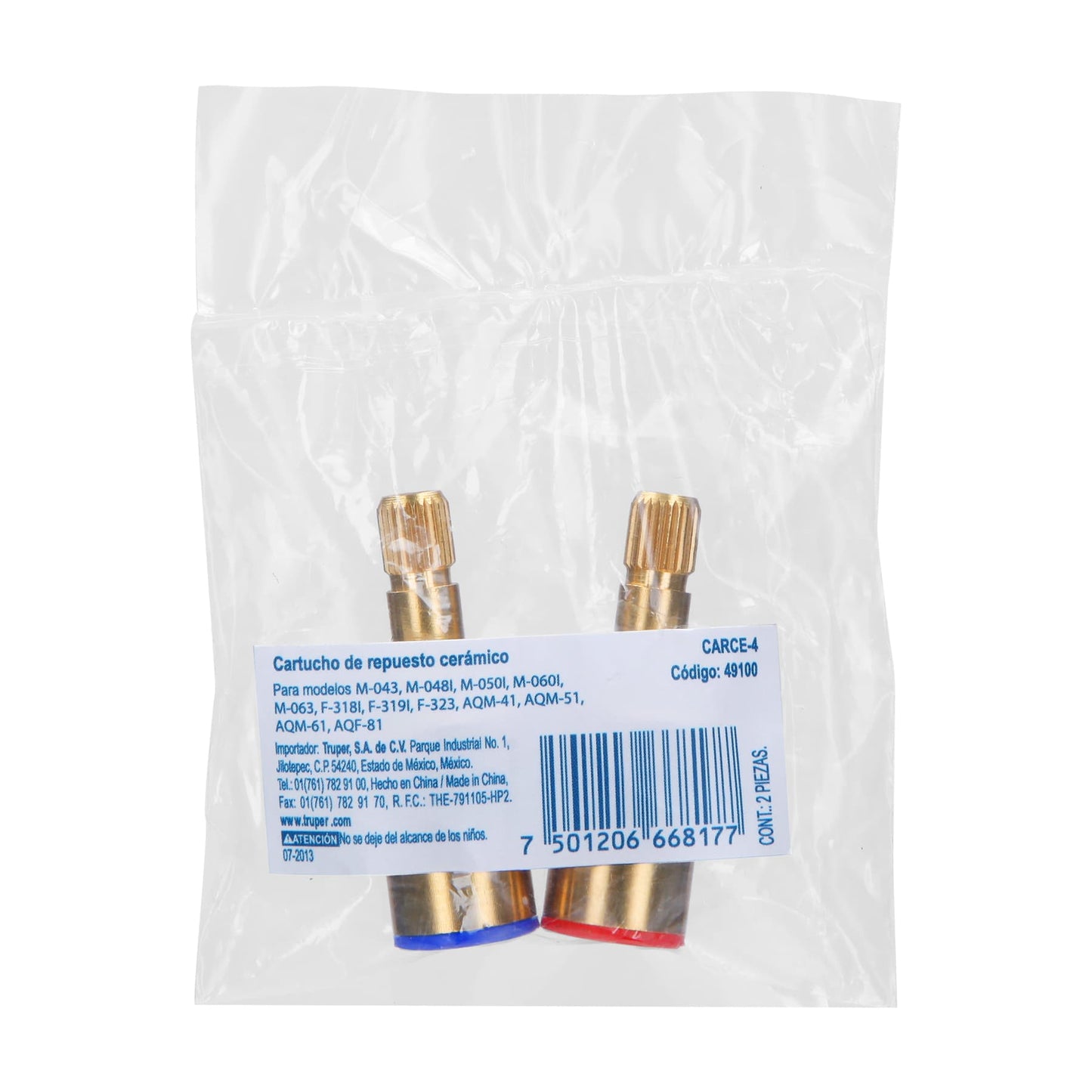 Bolsa con 2 cartuchos cerámicos para mezcladoras