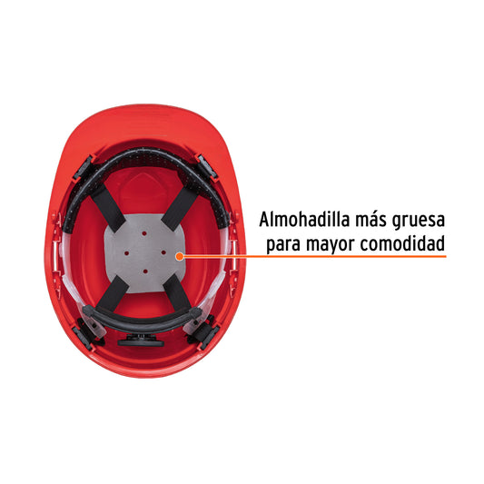 Casco de Seguridad Industrial con Ajuste de Matraca Rojo