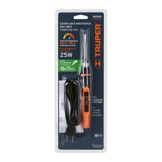Cautín de 25 W para electrónica con temperatura regulable