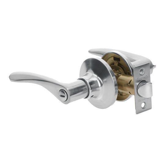 Cerradura manija baño de cromo mate con cilindro metálico