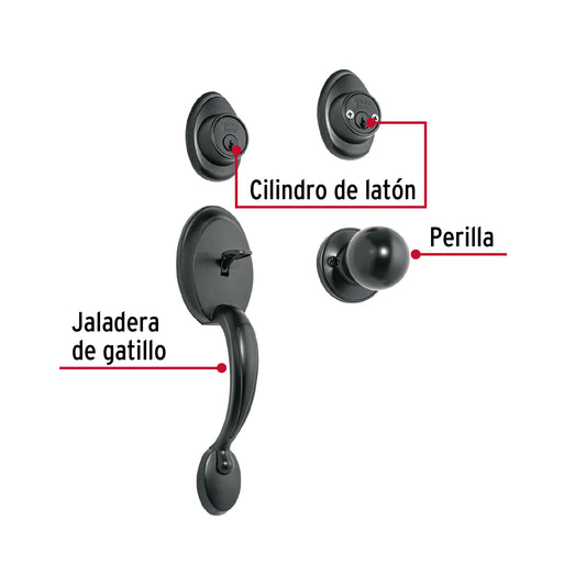 Jaladera y perilla, Berna llave-llave, negro, BASIC · vista 2