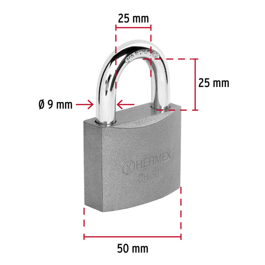 Candado de hierro de 50 mm con gancho corto