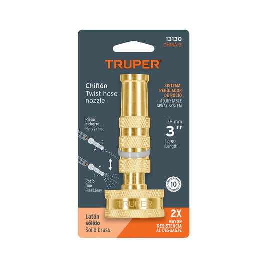 Chiflón 3pulg. de latón maquinado para manguera