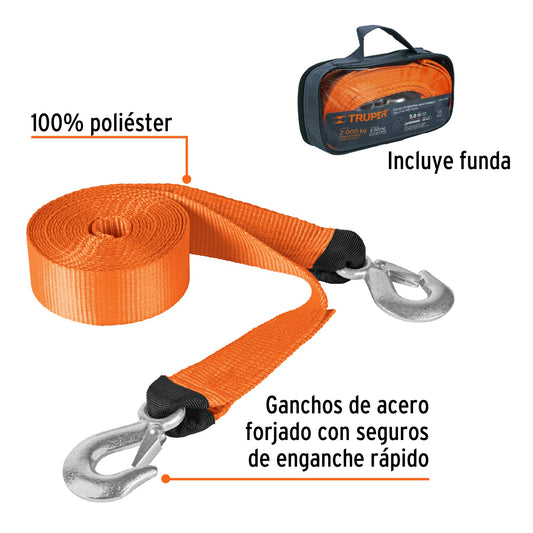 Correa para remolque con ganchos 2" x 5.8 m