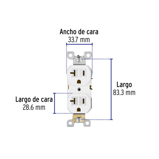 Contacto dúplex, 2 polos 3 hilos, 20 A, Standard, blanco · vista 2