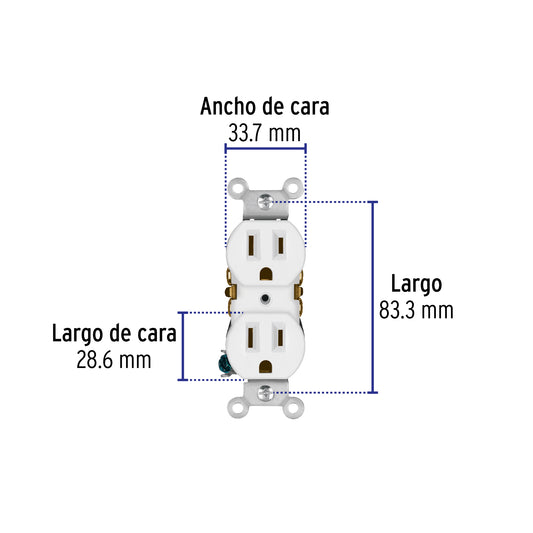 Contacto dúplex, 2 polos 3 hilos, Standard, blanco · vista 2