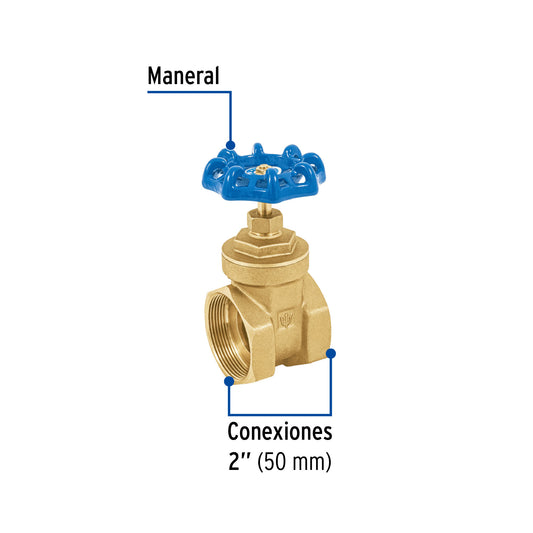 Válvula de compuerta de latón roscable de 2"