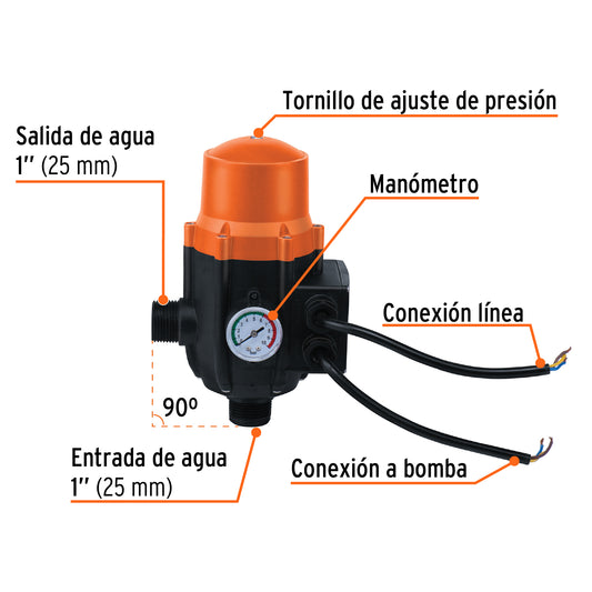 Control automático de presión de bombas para agua de 90 grados