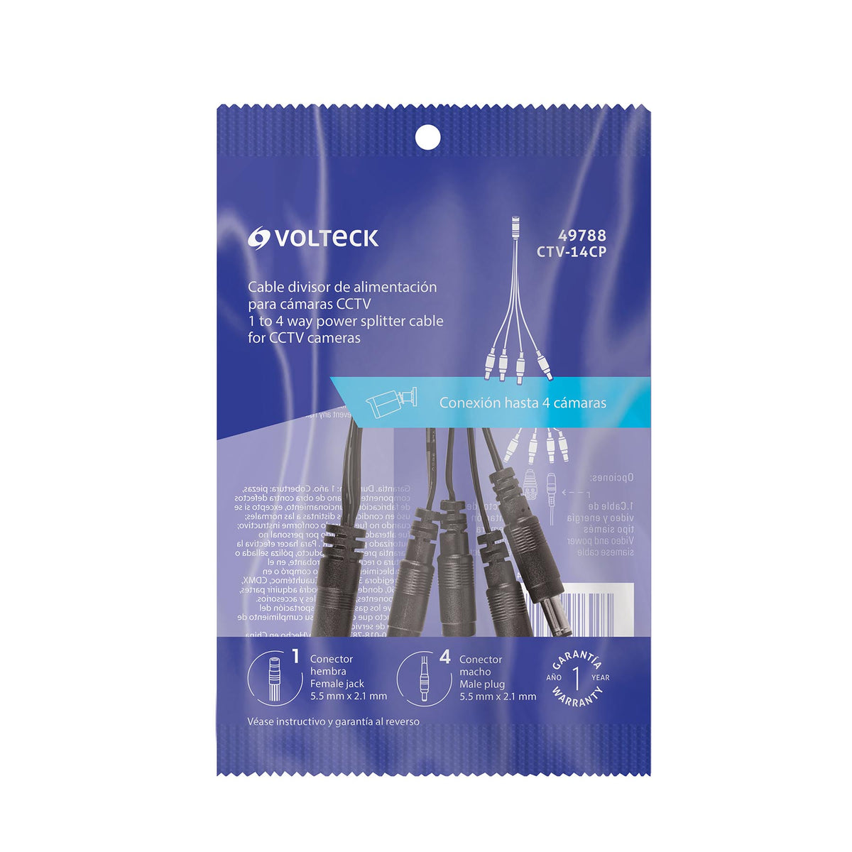 Cable Divisor de Energía tipo Pulpo 1 a 4 para CCTV · vista 5