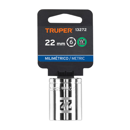 Dado 22 mm 6p cuadro 1/2pulg