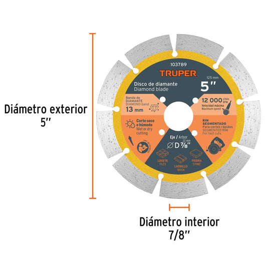 Disco de diamante 5" para ranuradora de concreto · vista 2