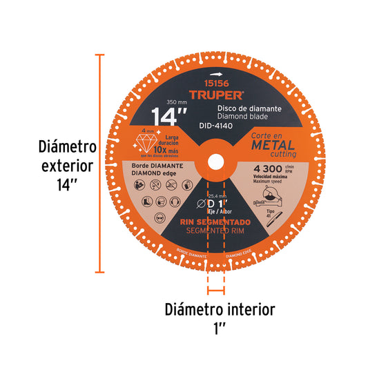 Discos para corte de metal 14" y de diamante