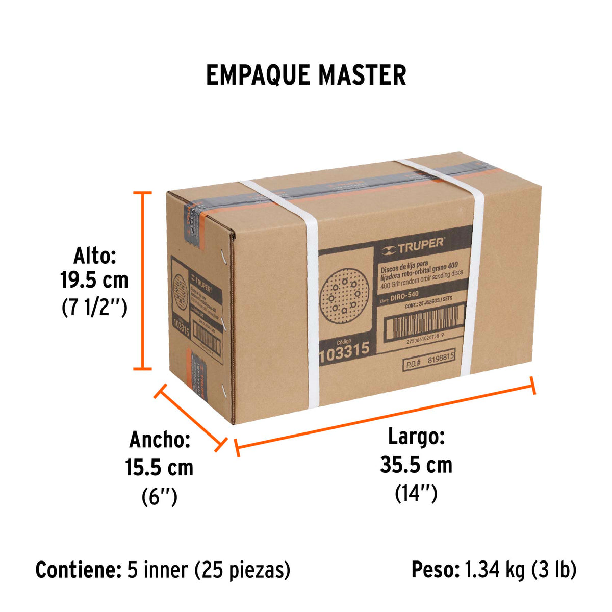 Paquete con 5 discos de lija 5" grano 400, 8 perforaciones · vista 7