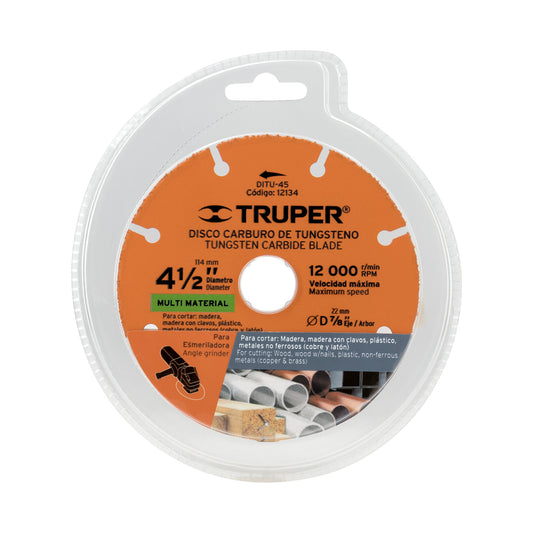 Disco de corte multimaterial de 4 1/2 pulgadas con borde de carburo de tungsteno